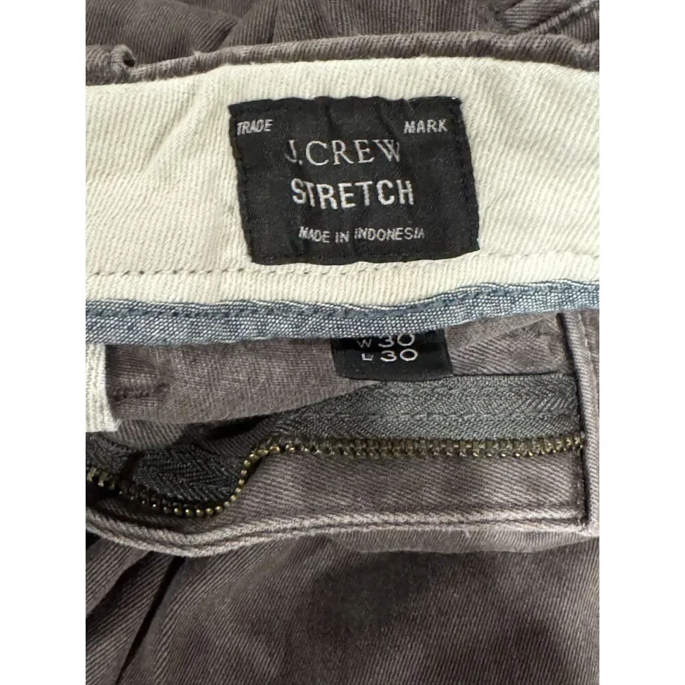 J. Crew Stretch Chino Pants Mens Size 30x30 Grey Flat Front